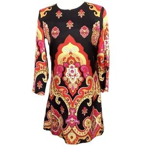 See by Chloé Vibrant Multicolor 100% Silk 3/4 Sleeve Dress